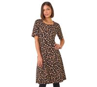 Roman Originals Spot Print Panel Midi Dress for Women UK - Ladies Everyday Autumn Winter Round Neckline Comfy Soft Evening Vacation Work Party Night Out - Stone - Size 18