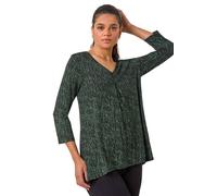 Spot Print Pleat Front Tunic Top Roman Green 14