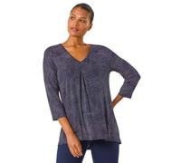 Roman Spot Print Pleat Front Tunic Top In Navy Navy 18