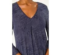 Spot Print Pleat Front Tunic Top Roman Navy 10