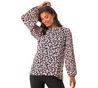 Roman Spot Print Pleated Tunic Top In Black Black 12