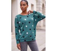 Roman Originals Blouson Top for Women UK Ladies Drop Shoulder Long Sleeve Jersey Stretchy Oversized Casual Office Jumper Soft Everyday Sweater Lounge Sweatshirt Blouses - Green Grey Black - Size 12