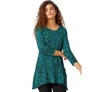 Roman Spot Print Swing Stretch Top In Green Green 10