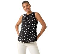 Roman Spot Print Tie Detail Vest Top In Black Black 12