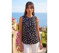 Roman Women's Spot Print Tie Detail Vest Top in Black | Size: 10