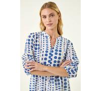 Roman Spot Print Tunic Top In Blue Blue 20