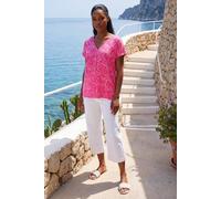 Roman Women's Spot Print V-Neck Pleat Front Top in Pink | Size: 18 Roman Pink 18