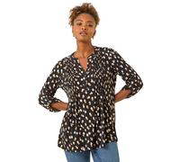 Roman Spot Print V-Neck Stretch Shirt In Black Black 20