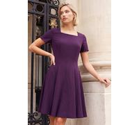 Roman Women's Square Neck Panel Dress in Aubergine | Size: 20 Roman Aubergine 20