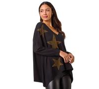 Roman Star Print Hanky Hem Knit Jumper In Black Black 10