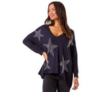Roman Star Print Hanky Hem Knit Jumper In Midnight Midnight 20