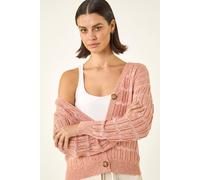 Roman Women's Stitch Detail Button Through Knit Cardigan in Peach | Size: 20 Roman Peach 20