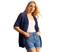 Roman Stitch Detail Knit Cardigan for Women UK Ladies Spring Everyday Summer Holiday Short Sleeve Soft Pointelle Fabric Comfy Edge to Edge Daywear Lightweight