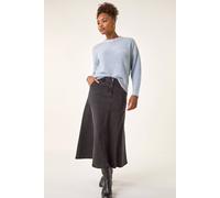 Roman Originals Stitch Detail Soft Knit Jumper for Women UK - Ladies Everyday Autumn Winter Round Neckline Comfy Soft Evening Vacation Work Party Night Out - Light Blue - Size 12