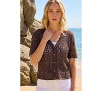 Roman Women's Stitch Detail V-Neck Knit Cardigan in Chocolate | Size: 18 Roman Chocolate 18