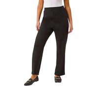 Roman Straight Leg Ponte Stretch Trouser for Women UK - Ladies Pull on Bottoms Casual Smart Autumn Winter Evening Work Office Inteview Party Night Going Out Soft Classic - Petite Black - Size 8