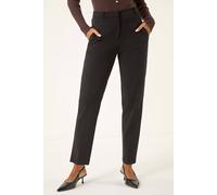 Roman Originals Straight Leg Stretch Trousers for Women UK Ladies Work Office Smart Suit Pants Slacks Cigarette Tailored High Elasticated Waist Ankle Grazer Slim - Regular Black (28 inch) - Size 8