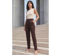 Roman Straight Leg Stretch Trouser In Dark Brown Dark Brown