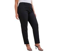 Roman Straight Leg Stretch Trousers for Women UK Ladies Work Office Smart Suit Pants Slacks Cigarette Tailored High Elasticated Waist Ankle Grazer Slim Angela - Plus Plain Black - Size 22-24