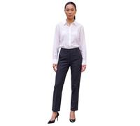 Roman Straight Leg Stretch Trousers for Women UK Ladies Work Office Smart Suit Pants Slacks Cigarette Tailored High Elasticated Waist Ankle Grazer Slim Angela - Dark Grey - Size 16