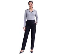 Roman Straight Leg Stretch Trousers for Women UK Ladies Work Office Smart Suit Pants Slacks Cigarette Tailored High Elasticated Waist Ankle Grazer Slim Angela