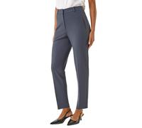 Roman Straight Leg Stretch Trousers for Women UK Ladies Work Office Smart Suit Pants Slacks Cigarette Tailored High Elasticated Waist Ankle Grazer Slim Angela - Regular Grey (28 inch) - Size 20
