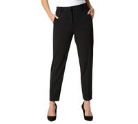 Roman Straight Leg Stretch Trousers for Women UK Ladies Work Office Smart Suit Pants Slacks Cigarette Tailored High Elasticated Waist Ankle Grazer Slim Angela - Short Black (25 inch) - Size 18