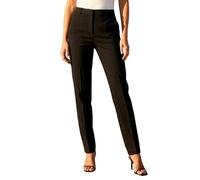 Roman Straight Leg Stretch Trousers for Women UK Ladies Work Office Smart Suit Pants Slacks Cigarette Tailored High Elasticated Waist Ankle Grazer Slim Angela - Long Black (31 inch) - Size 16