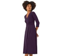 Roman Stretch Crossover Midi Dress In Purple Purple 10
