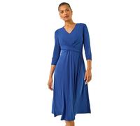 Roman Stretch Crossover Midi Dress In Royal Royal 20