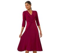 Roman Stretch Crossover Midi Dress In Wine Wine 20