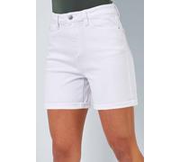 Roman Originals Denim Shorts with Pockets for Women UK Ladies Mom Jeans Boyfriend Boy High Waisted Turned Frayed Hem Stretchy Cotton Casual Slim Skinny Pants Mother Holiday - Plain White - Size 18