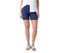 Roman Originals Stretch Shorts for Women UK 14CM - Ladies Turned Hem Bengaline Casual Cropped Pants Chino Capri Slim Fit Above The Knee Turn Up Bermuda Summer Crops Everyday - Navy - Size 22