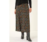 Roman Stretch Midi Skirt In Orange Orange