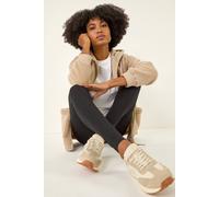 Roman Stretch Plain Elastic Waist Leggings In Black Black 20