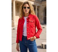Roman Originals Stretch Jacket for Women UK - Ladies Denim Jean Summer Coat Bengaline Casual Smart Utility Trucker Biker Fitted Classic Work Spring Soft Vintage - Red - Size 18