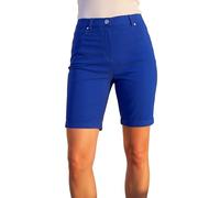 Roman Stretch Shorts for Women UK Ladies Pull On Turned Hem Cut Off Bengaline Mom Boyfriend Boy Denim Casual Cropped Pants Capri Slim Fit Turn Up Summer Crops Mother - Royal Blue - Size 20