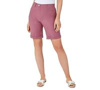 Roman Originals Stretch Shorts for Women UK Ladies Pull On Turned Hem Cut Off Bengaline Mom Boyfriend Boy Denim Casual Cropped Pants Capri Slim Fit Turn Up Summer Crops Mother - Biscuit - Size 10