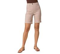 Roman Stretch Shorts for Women UK Ladies Pull On Turned Hem Cut Off Bengaline Mom Boyfriend Boy Denim Casual Cropped Pants Capri Slim Fit Turn Up Summer Crops Mother - Natural - Size 16