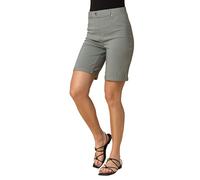 Roman Originals Stretch Shorts for Women UK Ladies Pull On Turned Hem Cut Off Bengaline Mom Boyfriend Boy Denim Casual Cropped Pants Capri Slim Fit Turn Up Summer Crops Mother - Khaki - Size 10