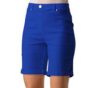 Roman Stretch Shorts for Women UK Ladies Pull On Turned Hem Cut Off Bengaline Mom Boyfriend Boy Denim Casual Cropped Pants Capri Slim Fit Turn Up Summer Crops Mother - Black - Size 12