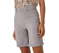 Roman Stretch Shorts for Women UK Ladies Pull On Turned Hem Cut Off Bengaline Mom Boyfriend Boy Denim Casual Cropped Pants Capri Slim Fit Turn Up Summer Crops Mother - Black - Size 16