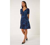 Roman Stretch Tie Dye Buckle Wrap Dress In Blue Blue