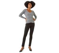 Roman Stretchy Denim Jeggings for Women UK - Ladies Jean Leggings Trouser Bengaline Pants Elasticated Waist High Rise Pull On Skinny Slim Straight Leg Bottoms - Black - Size 14