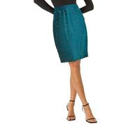 Roman Stretchy Skirt for Women UK Ladies Pencil Jersey Pull On Summer Spring Knee Length Straight Bengaline Denim Elastic Waist Fitted Casual Smart Work Office Split - Dark Green - Size 16