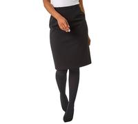 Roman Stretchy Skirt for Women UK Ladies Pencil Jersey Pull On Summer Spring Knee Length Straight Bengaline Denim Elastic Waist Fitted Casual Smart Work Office Split Detail - Petite Black - Size 8