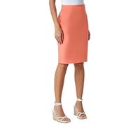 Roman Stretchy Skirt for Women UK Ladies Pencil Jersey Pull On Summer Spring Knee Length Straight Bengaline Denim Elastic Waist Fitted Casual Smart Work Office Split Detail - Salmon - Size 18