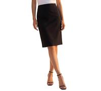 Roman Stretchy Skirt for Women UK Ladies Pencil Jersey Pull On Summer Spring Knee Length Straight Bengaline Denim Elastic Waist Fitted Casual Smart Work Office Split - Petite Black - Size 14