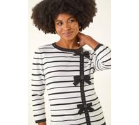 Roman Women's Stripe Bow Detail Knit Jumper in Ivory | Size: 20