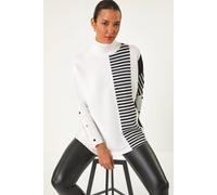 Roman Stripe Colour Block Jumper In Ivory Ivory 18
